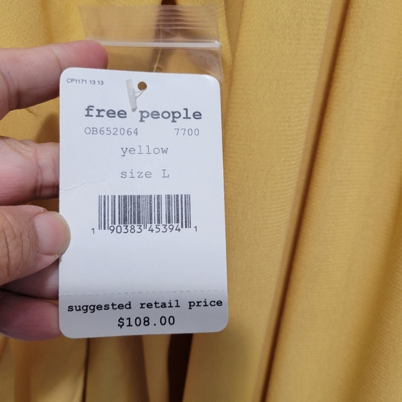Free People Yellow Blouse Large NWT - Picture 7 of 13